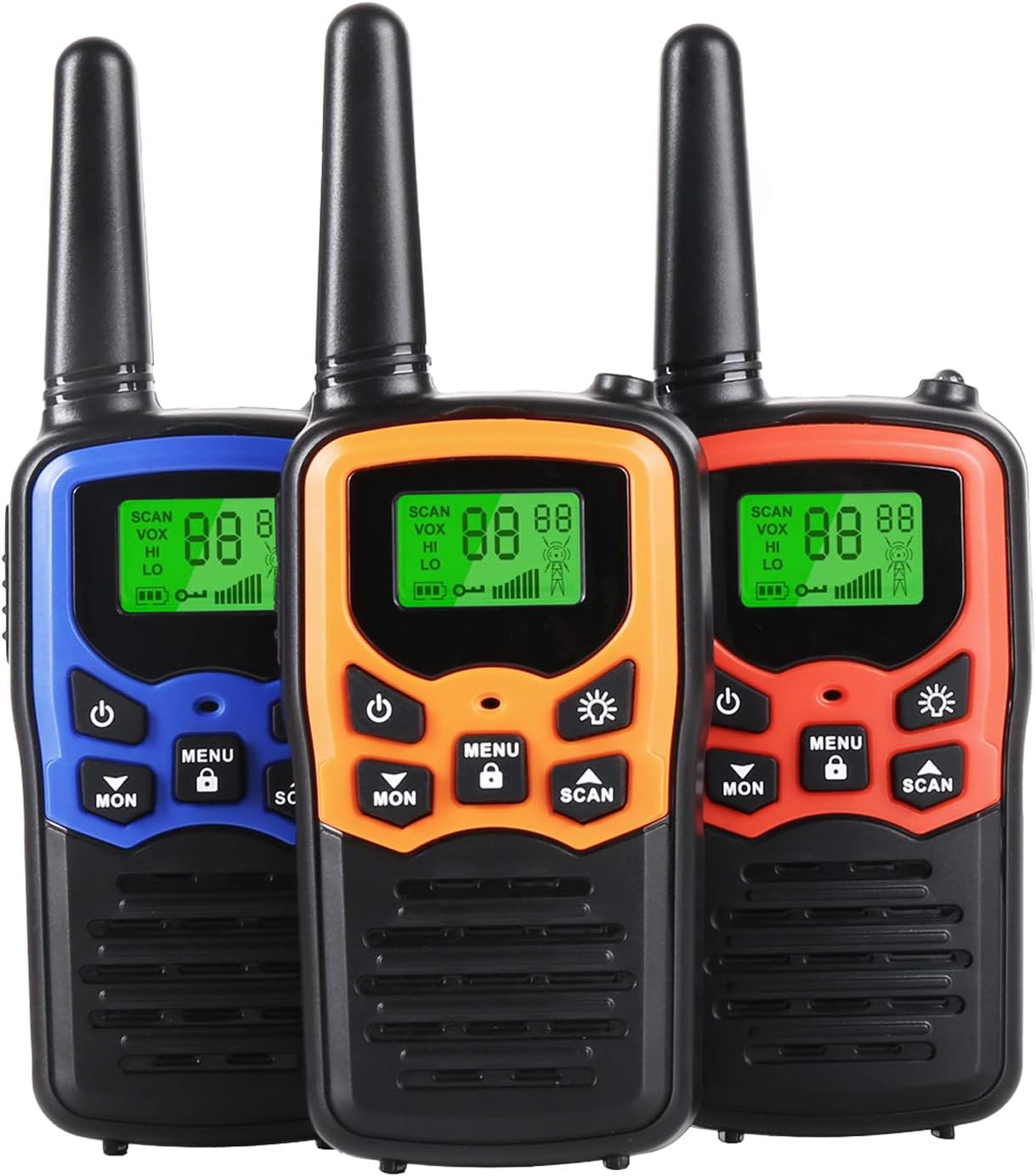 ROBUD Walkie Talkies for Kids & Adults, Long Range Two Way Radios Up to 5 Miles 22 Channels, VOX, Bulit-in Flashlight Gift for Hiking Camping Outdoor Activities (3 Pack)