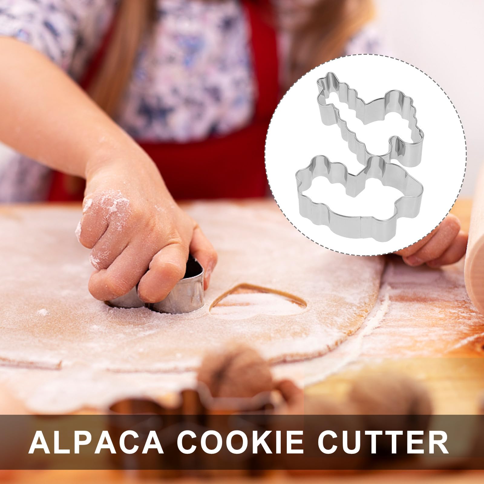 Alpaka Keksausstecher 4 Stück aus Edelstahl zum Schneiden von Teig | Silber, für Fondant und Gemüse, Selbstgemacht für Backen an Thanksgiving und Weihnachten