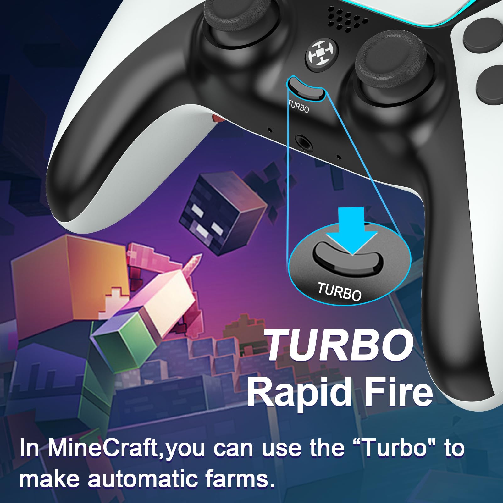 Ruibopad Elite PC/PS4 Controller für Fortnite mit Back Paddles und Turbo,YMIR Wireless Pro Gaming Gamepad mit No Drift Joystick, Vibration, 1200mAh Akku, Kompatibel mit Playstation 4/PC/Steam,Weiß