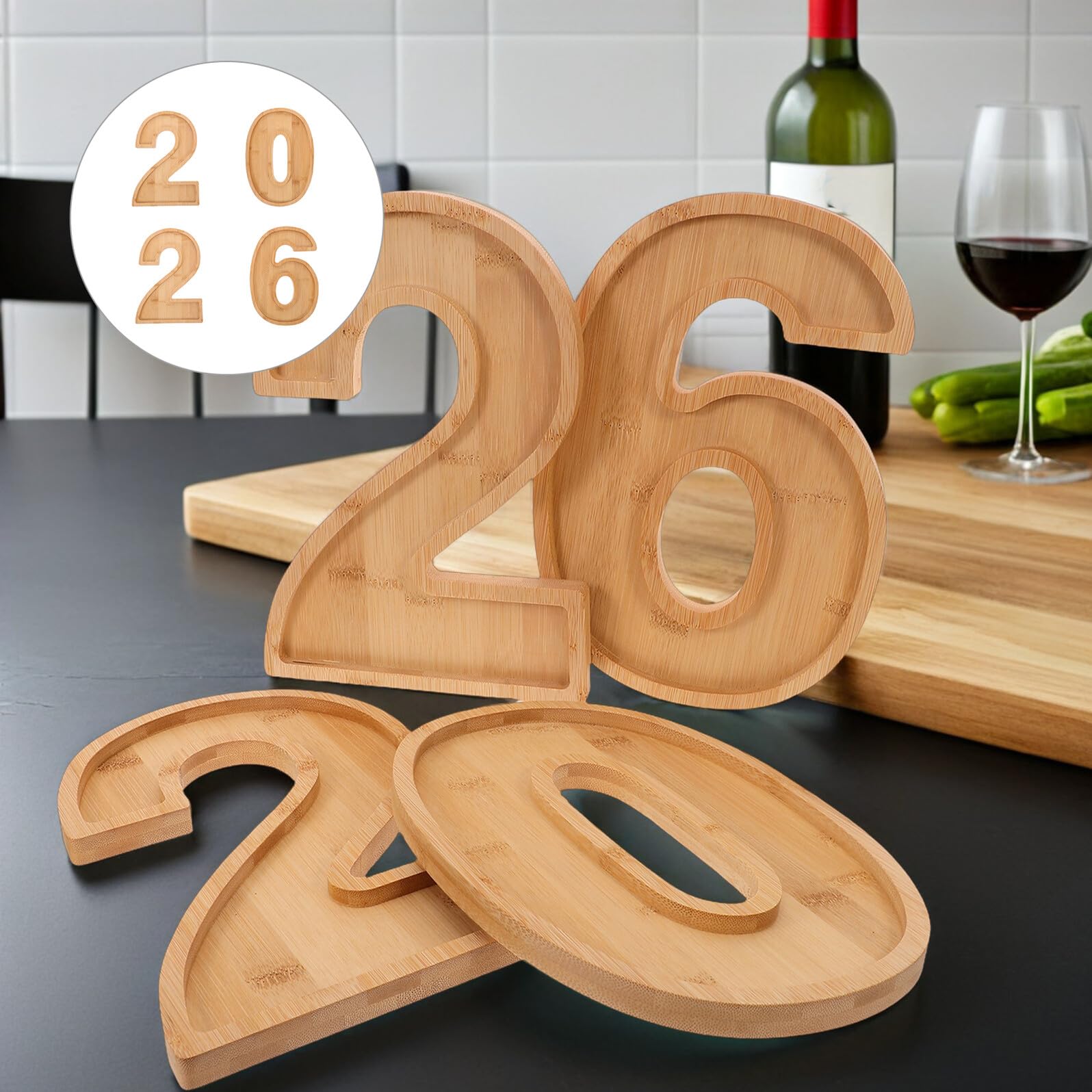 Toyvian 4piezas Bandeja de Madera para Aperitivos de Caja Rellenable para Fiestas Snacks Decoración de Navidad y Graduación Bandejas de Madera para Servir
