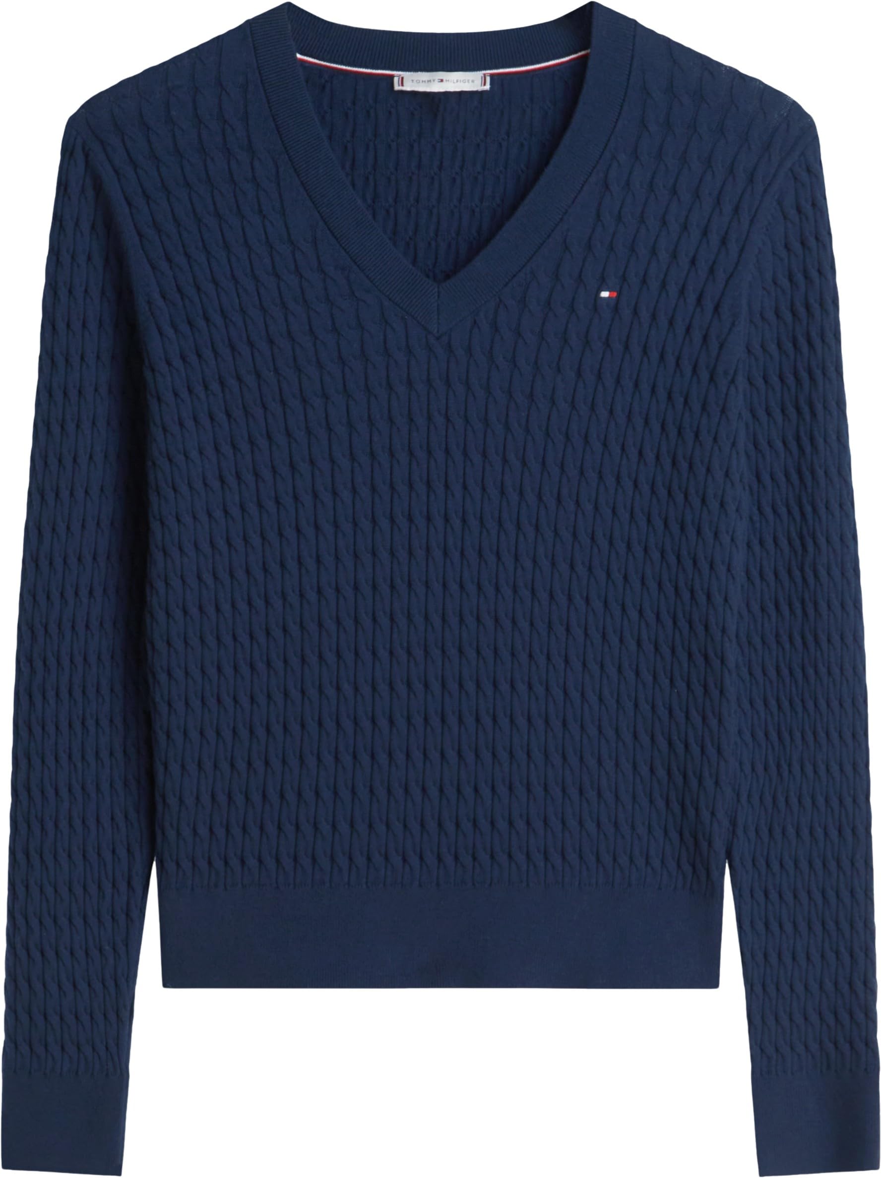 Tommy Hilfiger Damen Co Cable Fine Gg V-nk Ls SWT Ww0ww44987 Pullover (1er Pack)