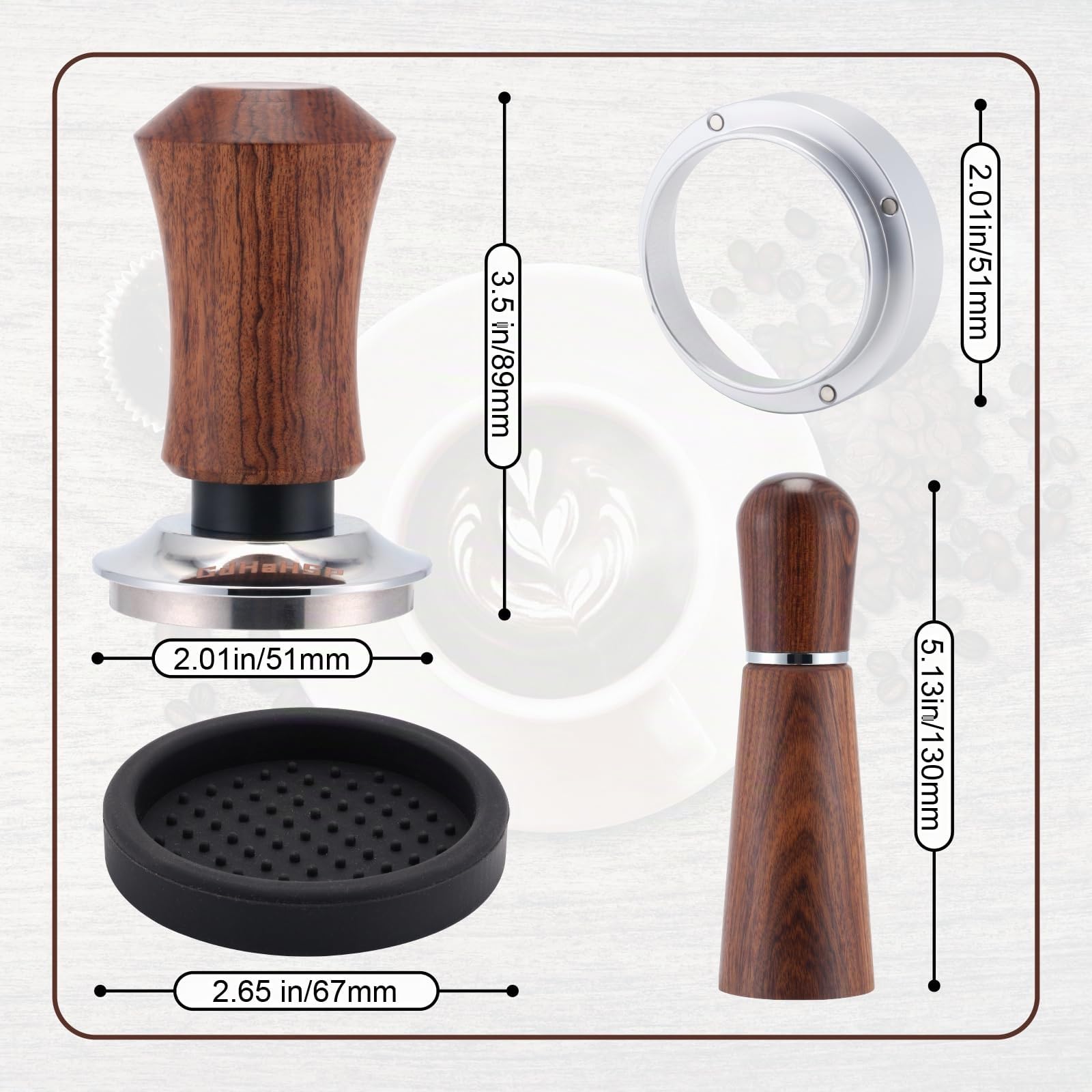 51mm Siebträger Zubehör Set,Kaffee Tamper,WDT Tool,Dosierring & Tampermatte Set,Siebträgermaschine Zubehör,Barista Zubehör für Siebträger 51 mm