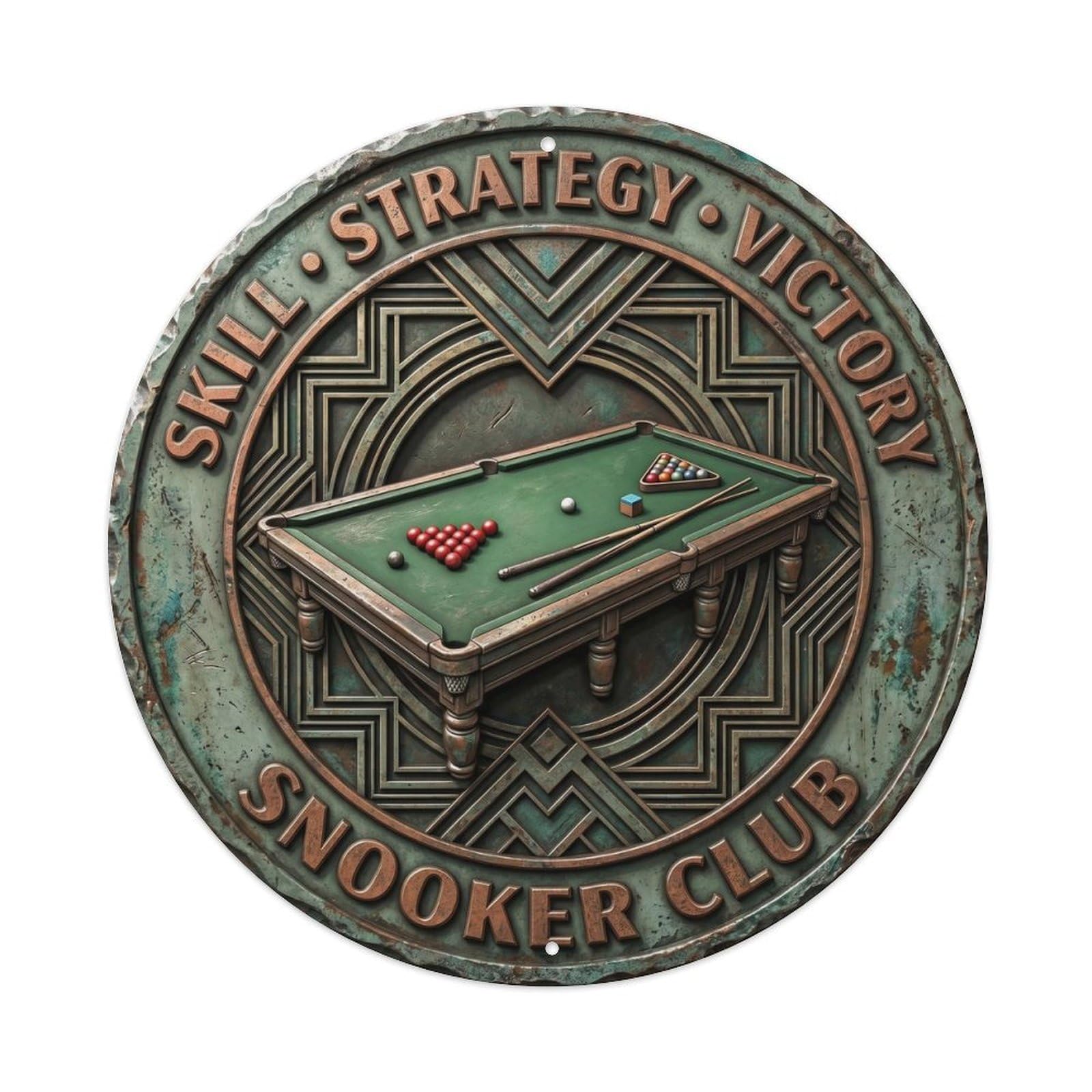 Cwbufd Vintage Style Skill Strategy Victory Snooker Club Vintage Metal Tin Sign Plaque Wall Decor For Cafe, Club Bar, Office, Garden Metal Poster 8X8inch
