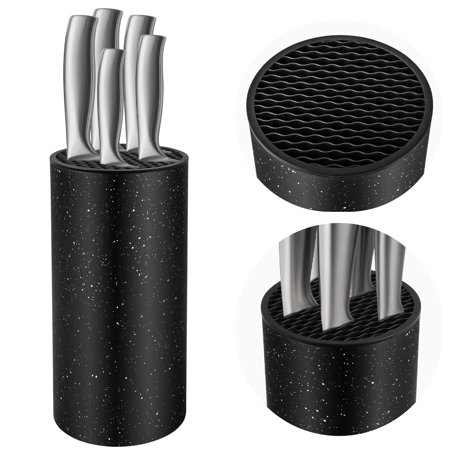 Universal Knife Block Without Knives Ninonly Knife Block Detachable Knife Storage Space Saver for Kitchen Knife Organizer Black