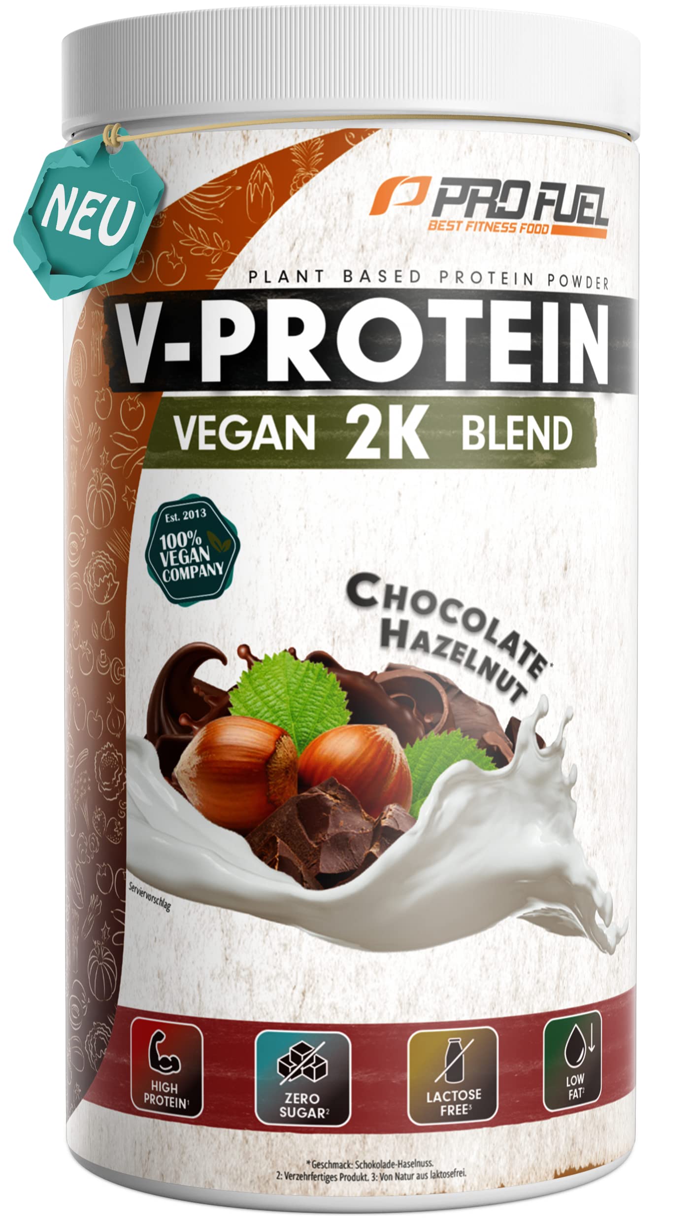 Primal Harvest Veganes Protein - Schokolade, 20g Pflanzliches Protein Pro Portion, 2 Dosen