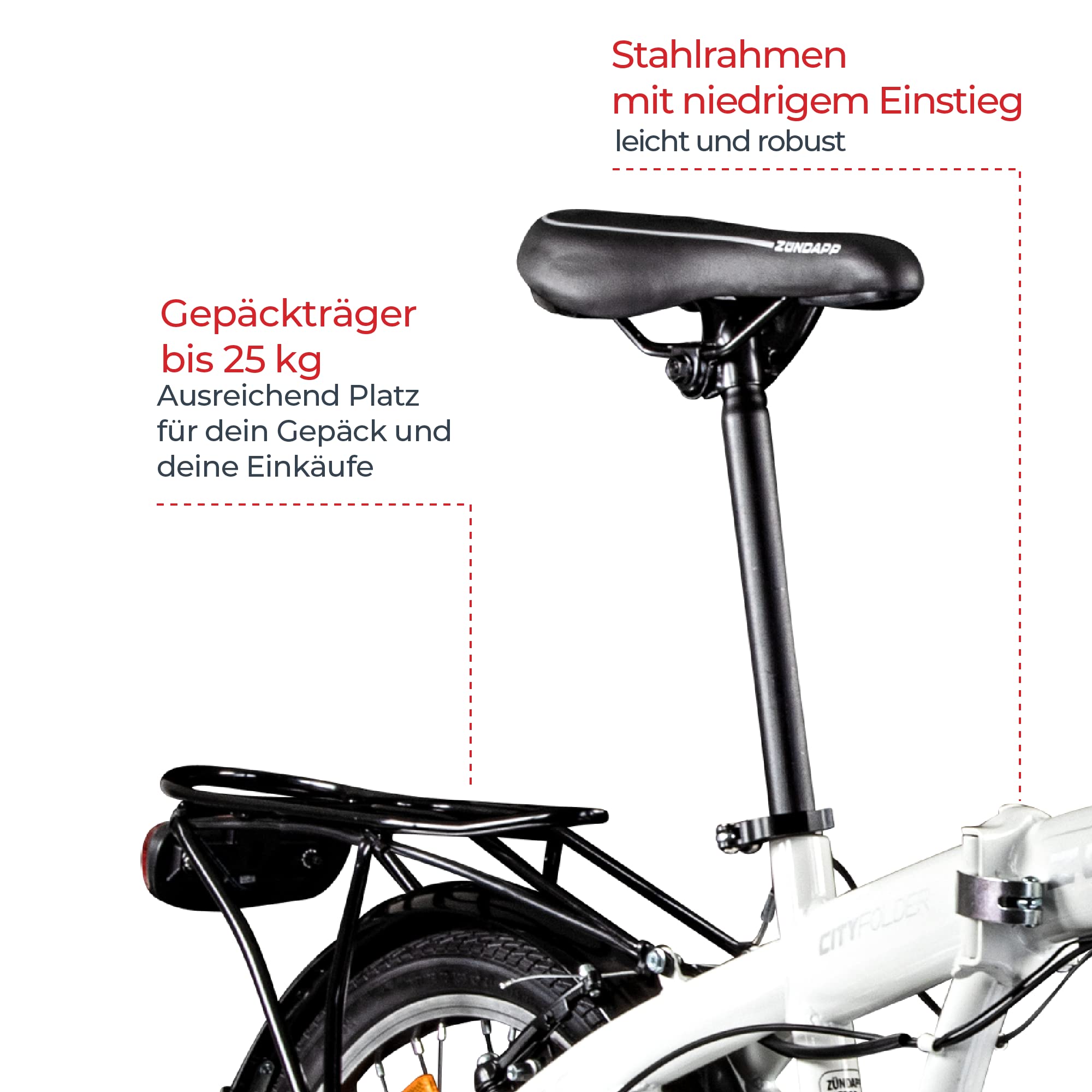 ZÜNDAPP Klappfahrrad 20 Zoll Faltrad ZF20 Speed Folder 20" Fahrrad Stadtrad mit StVZO Beleuchtung Klapprad mit Zubehör