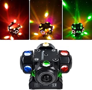 4Head Moving Disco Lights W/ 16Light Strips RGBW LED Rotating Beam Stage Spotlight Event Lighting W/DMX & Sound Control, for DJ KTV Disco Party Wedding Concert Halloween Christmas Festivals
