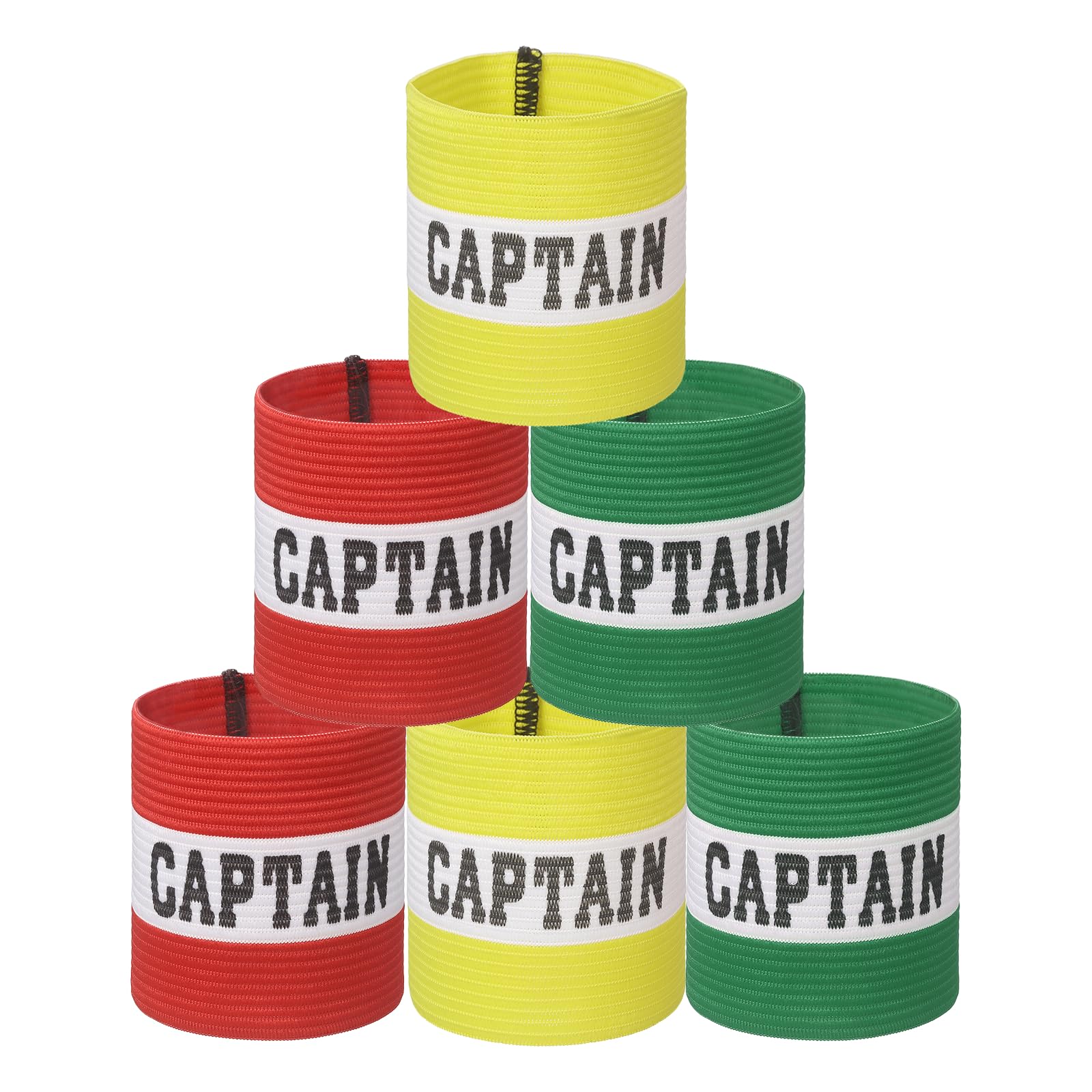 YELARXI Captain Armbands, Soccer Captain Armband Elastic Adjustable Leader Band Team Sport Bands, 6Pcs & Color Set 2 & 21cm - Fit for (Adult Youth Football/Basketball/Rugby Training)