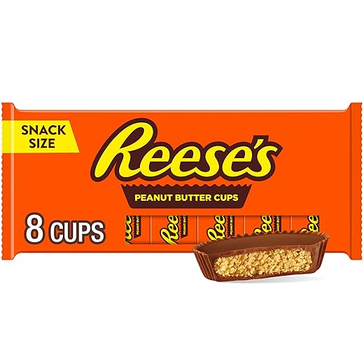 REESE'S Milk Chocolate Snack Size Peanut Butter Cups, Candy Packs, 0.55 oz (8 Count)