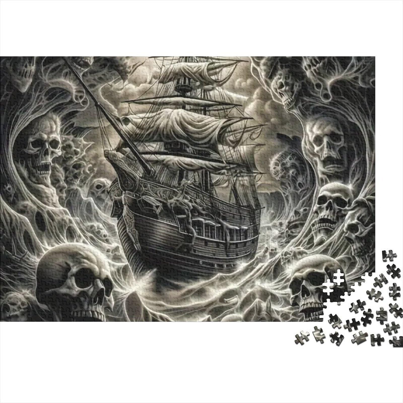 Ghost Ship Skull Jigsaw Puzzle 1000 Piece Jigsaw Puzzle for Adults 70x50cm/1000pcs — image 1