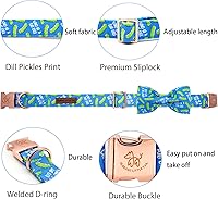 Vista 2 de Collar para perro Elegant Little Tail con moño, estampado de pepinillos, collar de moño lindo para perros pequeños