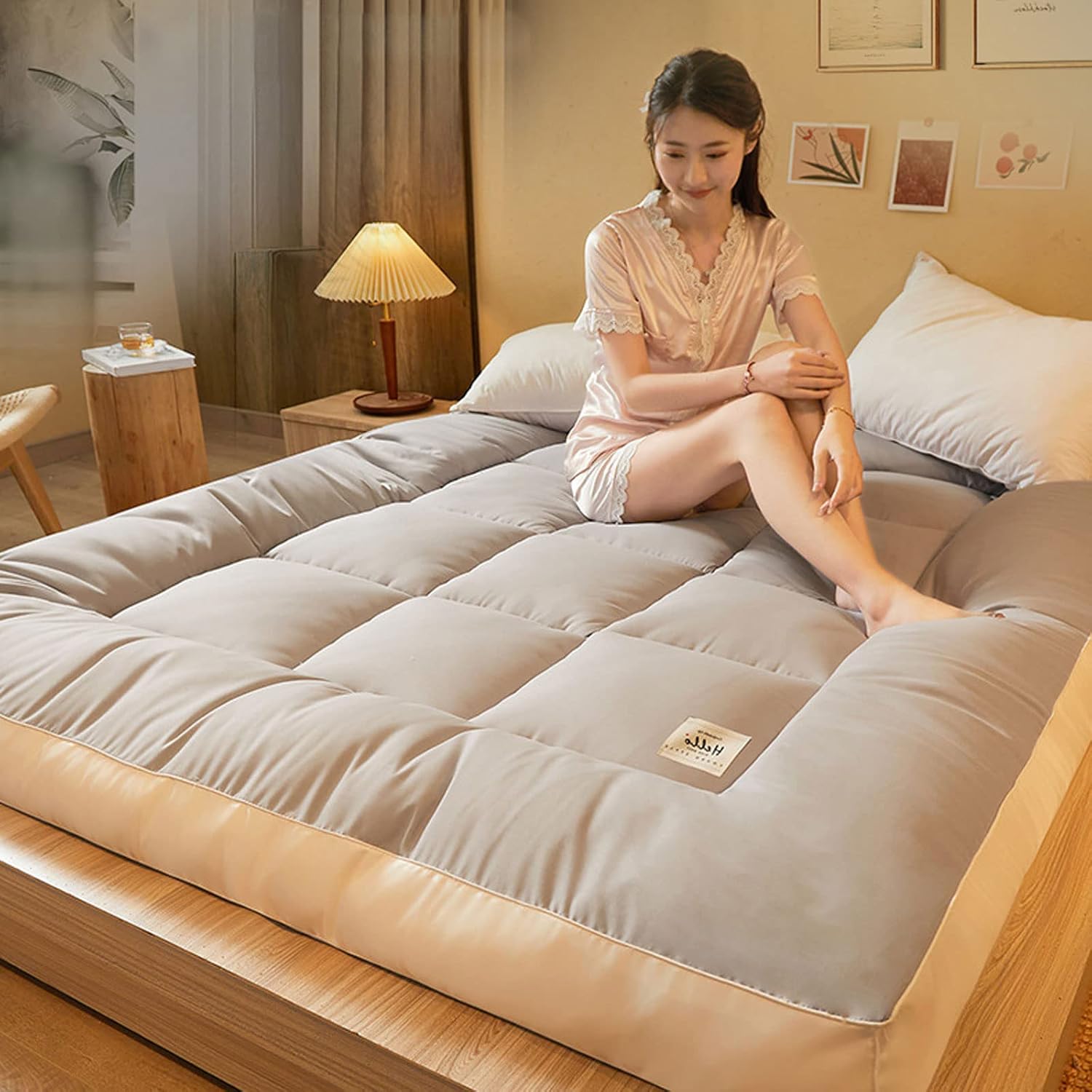 日本製フロア布団マットレス 厚手 ソフト キルティング ポータブル ラウンジャー 子供と大人用 綿100% 詰め物 旅行 睡眠 車