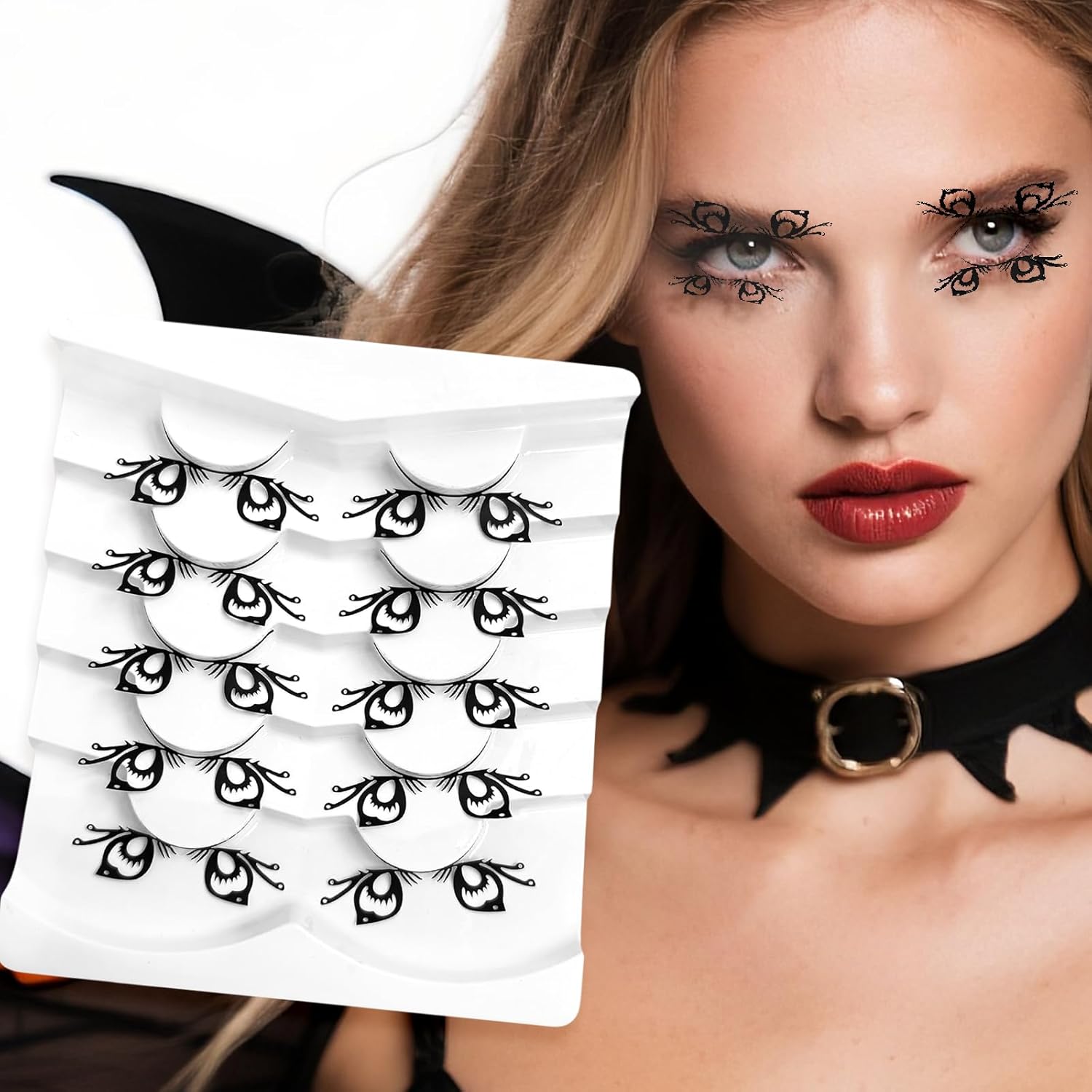 5 Pairs Butterfly Halloween Ghost Vampire Costume Masquerade Fancy Fashion Party Look Paper Cuttings Eyelashes False Eyelashes Halloweens