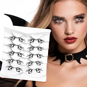 5 Pairs Butterfly Halloween Ghost Vampire Costume Masquerade Fancy Fashion Party Look Paper Cuttings Eyelashes False Eyelashes Halloweens