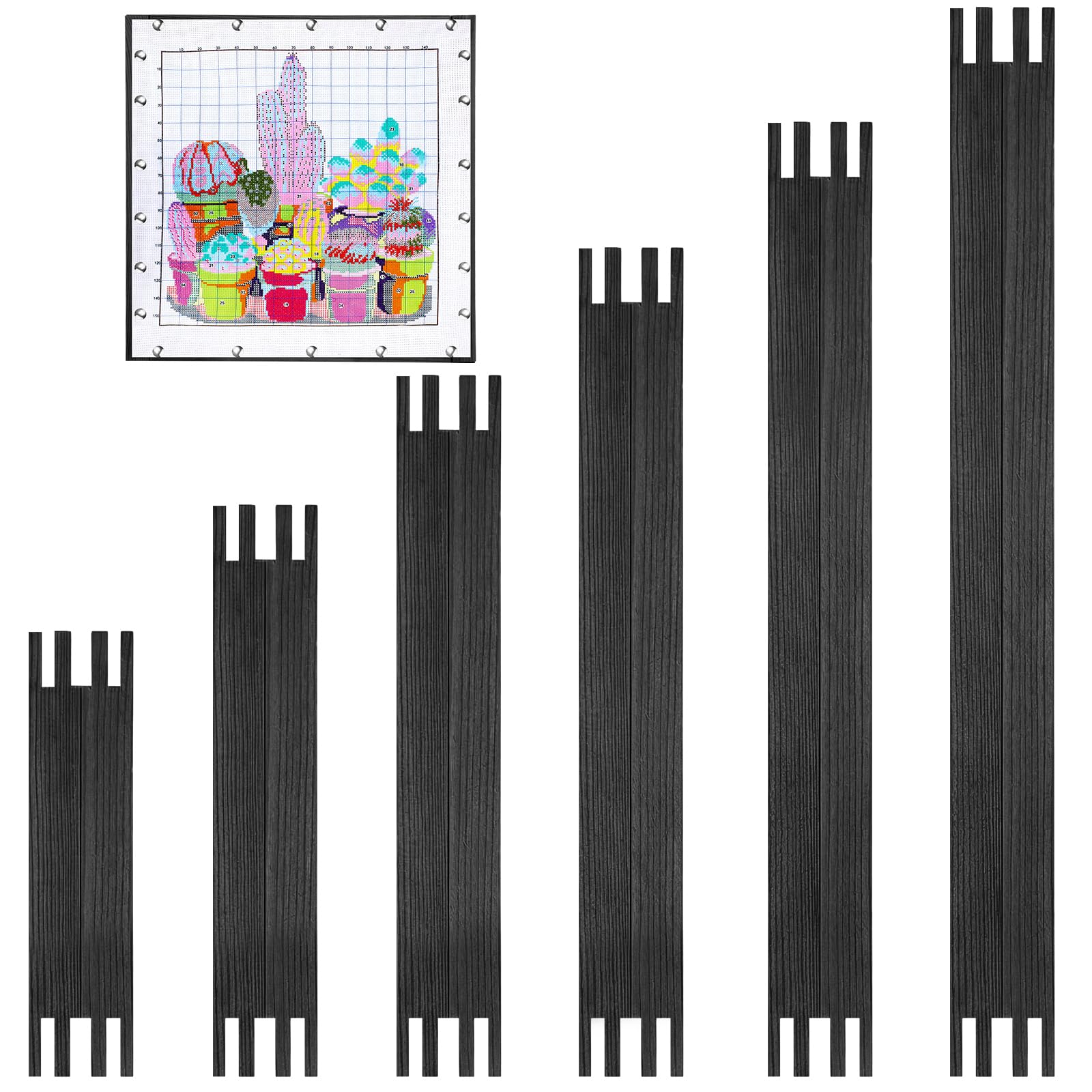 View 1 of 12 Pcs Stretcher Bars for Needlework 6 Size Wood Needlepoint Stretcher Bars
