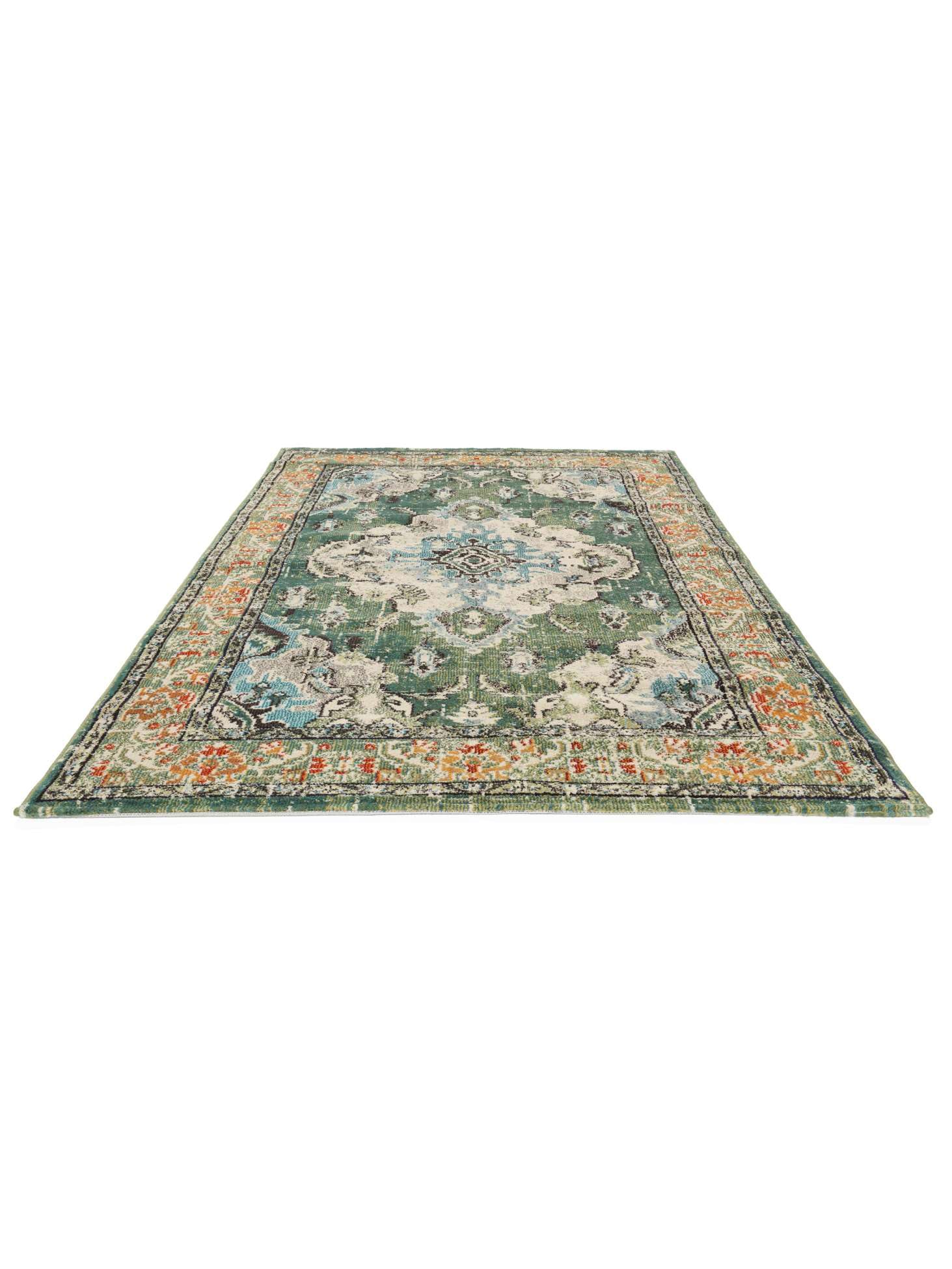 RugVista Leia, Tappeto, Vintage, 160 x 230 cm, Rettangolare, Pelo medio, Soggiorno, Sala da pranzo, Camera letto, Cucina, Lavabile solo a secco, Verde