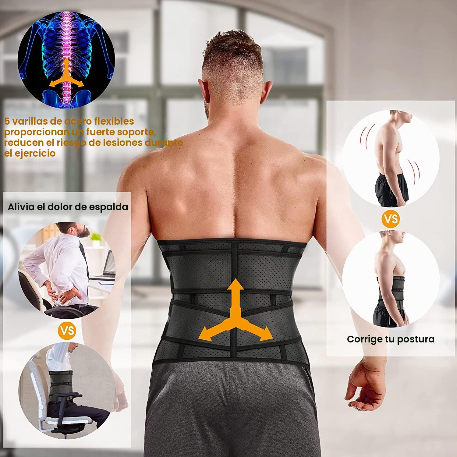 KUMAYES Fajas Reductoras adelgazantes Hombre Faja Lumbar Abdominal Cinturón Neopreno Sauna para Fitness Deporte