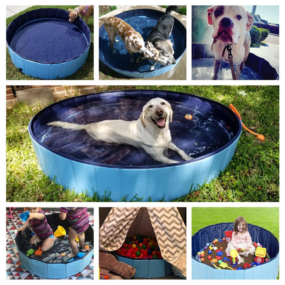 Piscina infantil para mascotas y niños, (M: 80 x 20 cm), piscina plegable para perros, piscina antideslizante de PVC, resistente para niños, mascotas, perros, piscina de baño para jardín, patio, baño