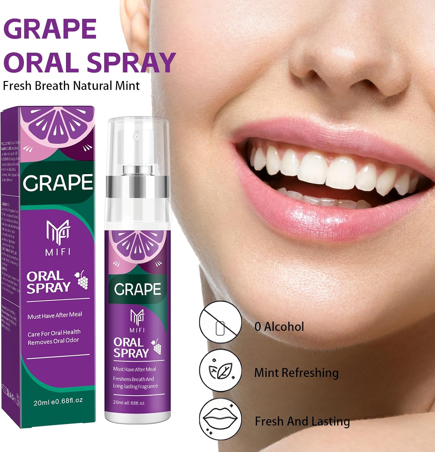 PEGO Adult Oral Freshness Spray, Fruit-Flavored, Sugar-Free,Dry Mouth Spray,Removes Oral Odor,Fights Bad Breath, Oral Care Spray,Long-Lasting Fresh Breath, (Mint+Grape+Lemon)