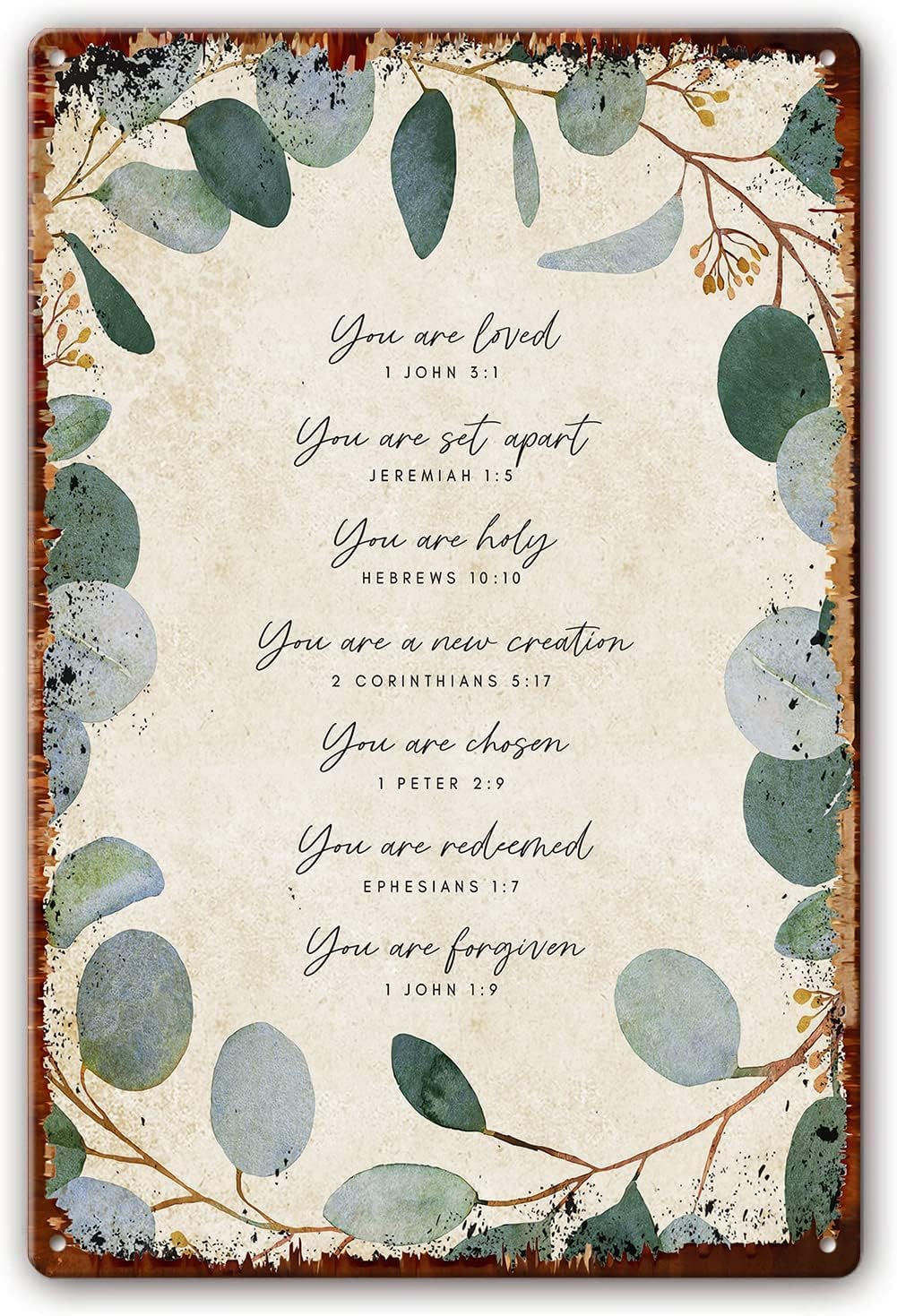 Yepyayqvk Tin Sign 138 You Are Chosen Metal Tin Sign Botanical Christian Bible Verses Wall Decor Scripture Wall Art Poster Office Artwork Pictures Wall Plaque 6X8 Inch