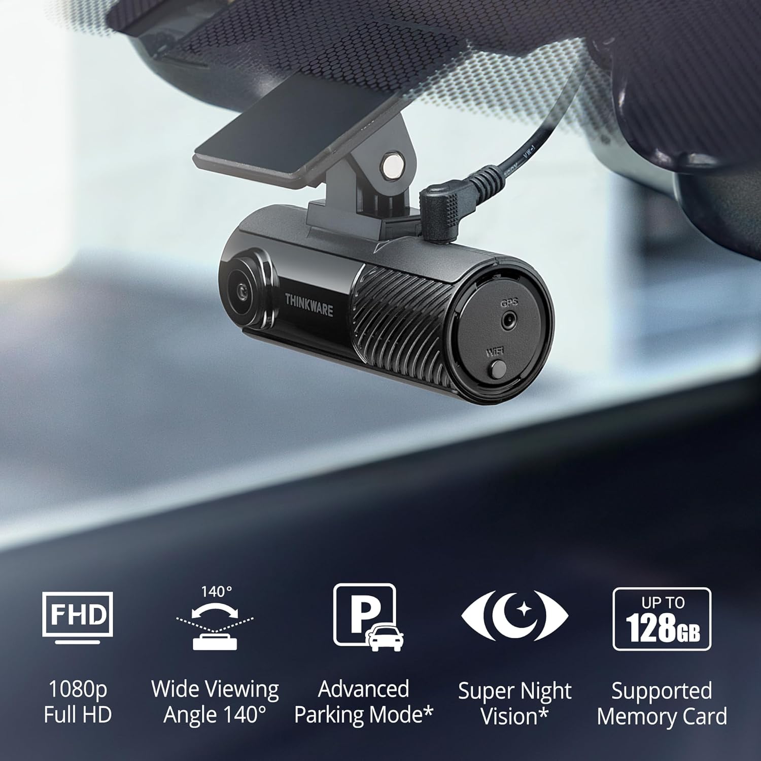 Thinkware F70 PRO Dash Cam 1080P FHD, Wi-Fi Car Camera, 140° Wide Angle, Super Night Vision, Smart Parking Mode, G-Sensor, Includes 32GB SD Card - Image 3