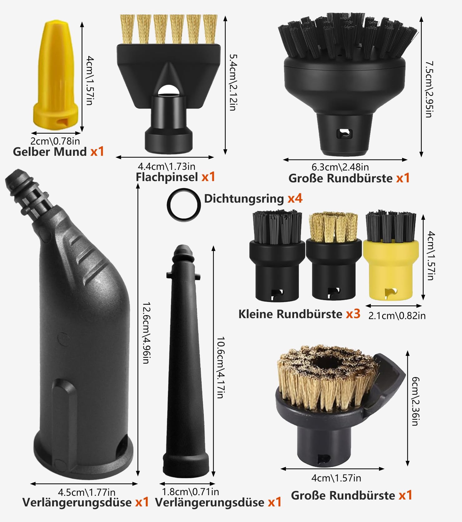 13 pezzi per pulitore a vapore Kärcher sc1 sc2 sc3 sc4 sc5 accessori,compatibile accessori Kärcher SC5 SC3 SC1 SC4 SC2 ugello allungato, ugello curvo, spazzola rotonda, spazzola in ottone