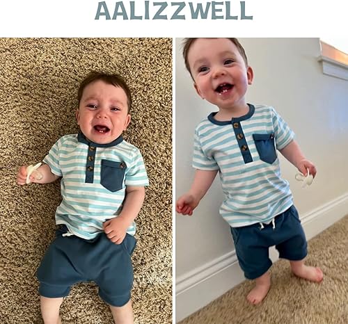 Miniatura 4 de Aalizzwell Camiseta de verano para bebés recién nacidos, pantalones cortos Harem
