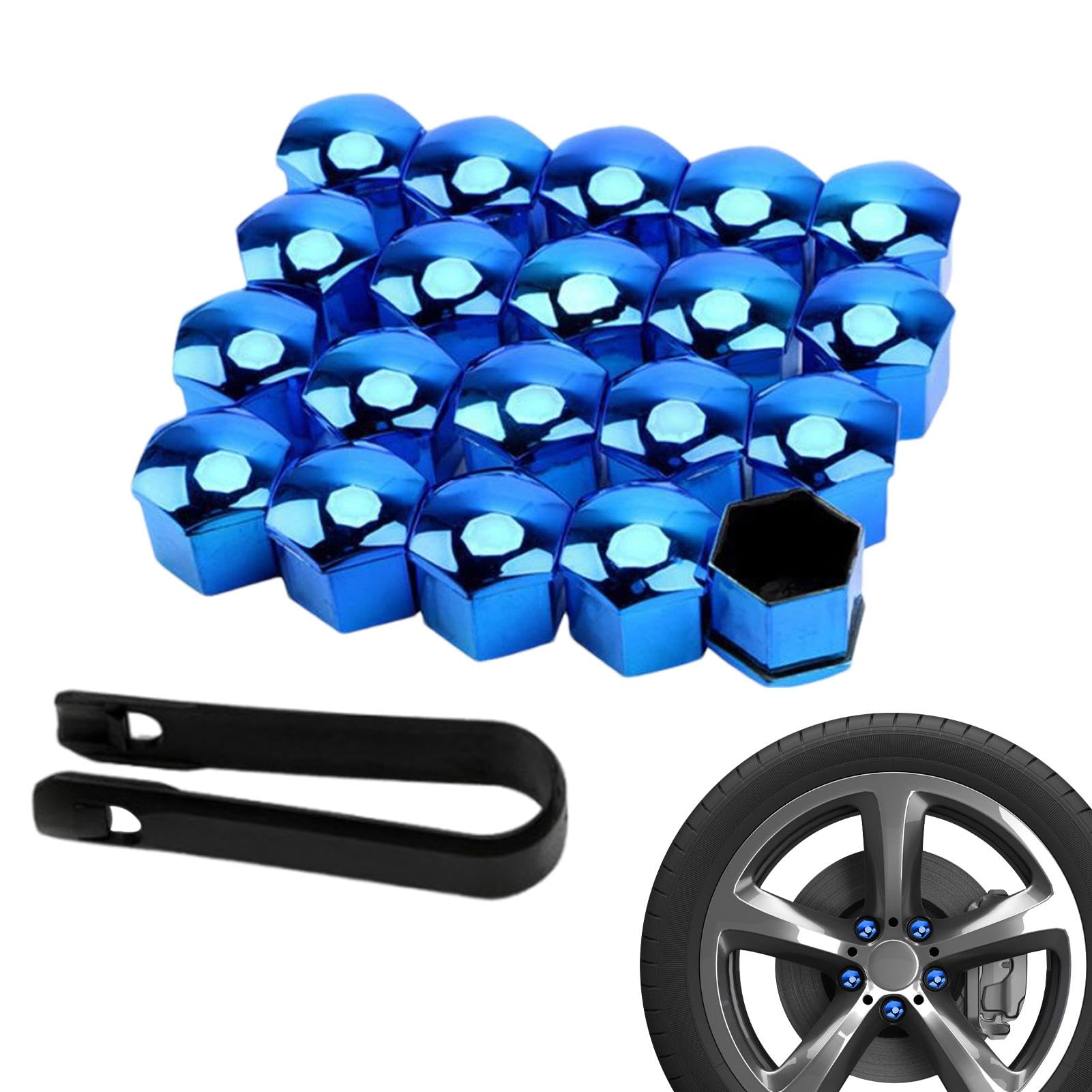 Lot De 20 Capuchons Cache-Écrous De Roue Voiture | Protection Anti-Rouille 17mm 19mm 21mm | Avec Outil De Retrait