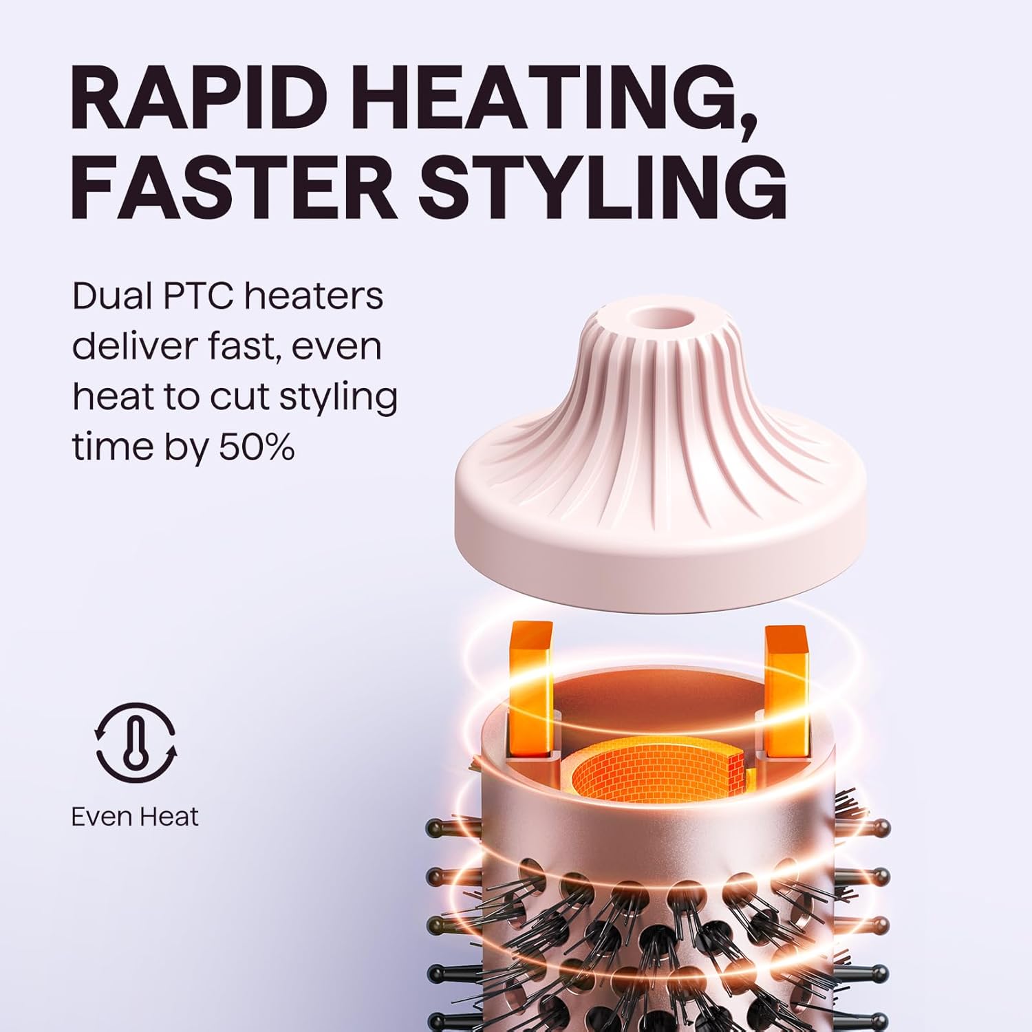 Wavytalk Thermal Brush Blowout Boost Grande, 1.77 Inch Heated Round Brush for Long Hair Blowout, Tourmaline Ceramic Negative Ion Technology Reduce Hair Damage, Dual Voltage Sakura Pink - Image 6