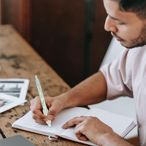 Miniatura 5 de Bolígrafos retráctiles, punta fina (0.020 pulgadas), tinta negra, paquete de 4 unidades, bonitos bolígrafos de té verde para suministros escolares