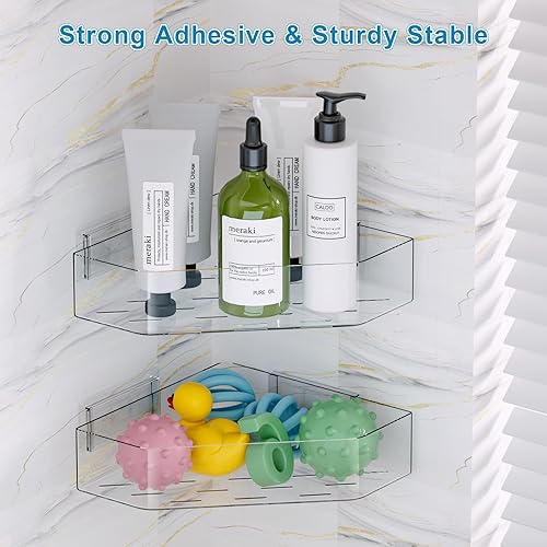 Miniatura 6 de Natheeph Organizador de juguetes de baño, paquete de 2, soporte transparente de almacenamiento de juguetes de baño de gran capacidad con agujeros de