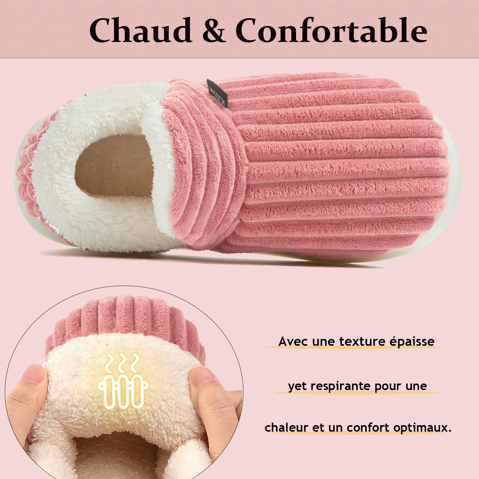 Chaussons Femme Homme Hiver Chaud Pantoufles Confortable Fermé Mousse Mémoire Antidérapantes l'intérieur et l'extérieur