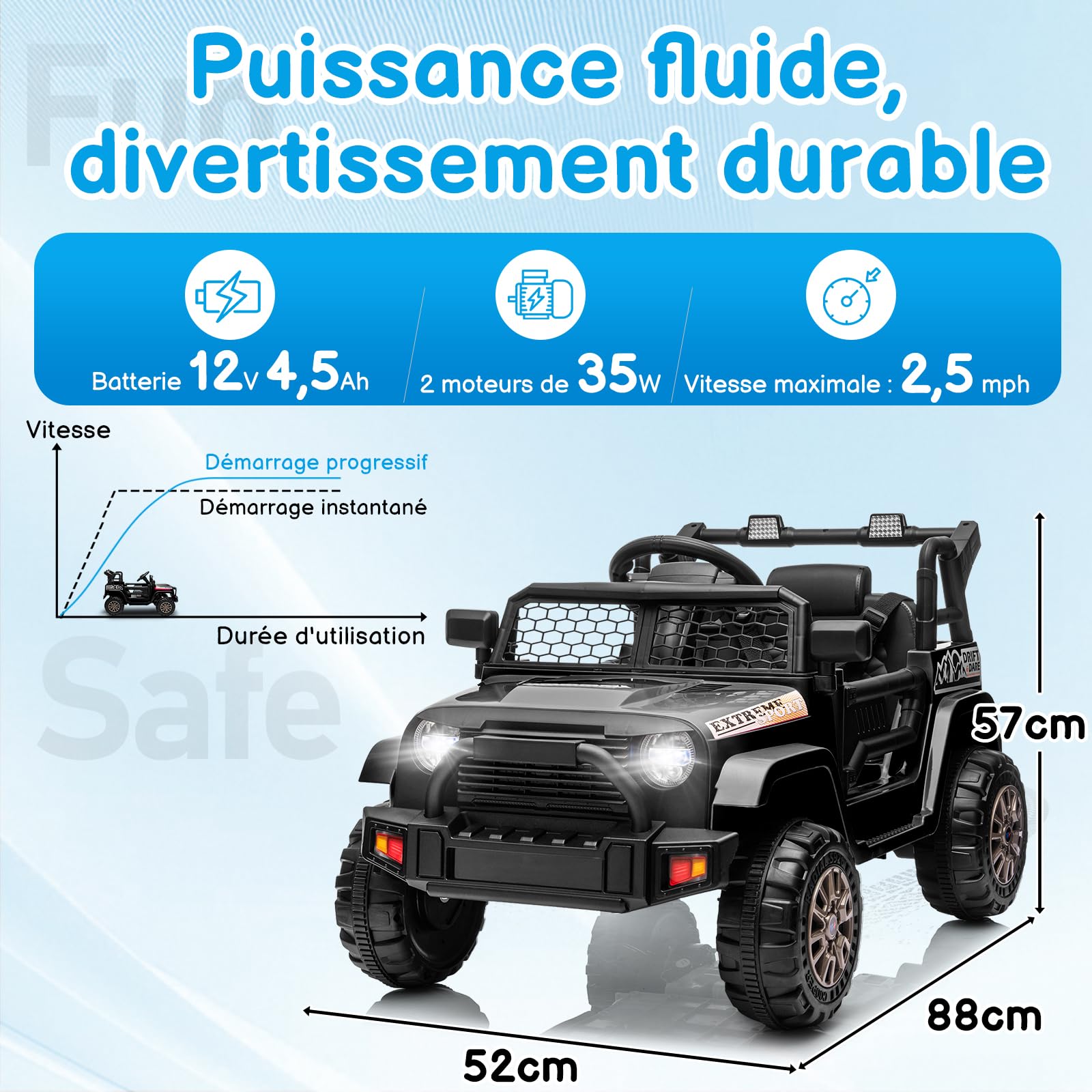 LALAHO Voiture Véhicule électrique Enfant 12V