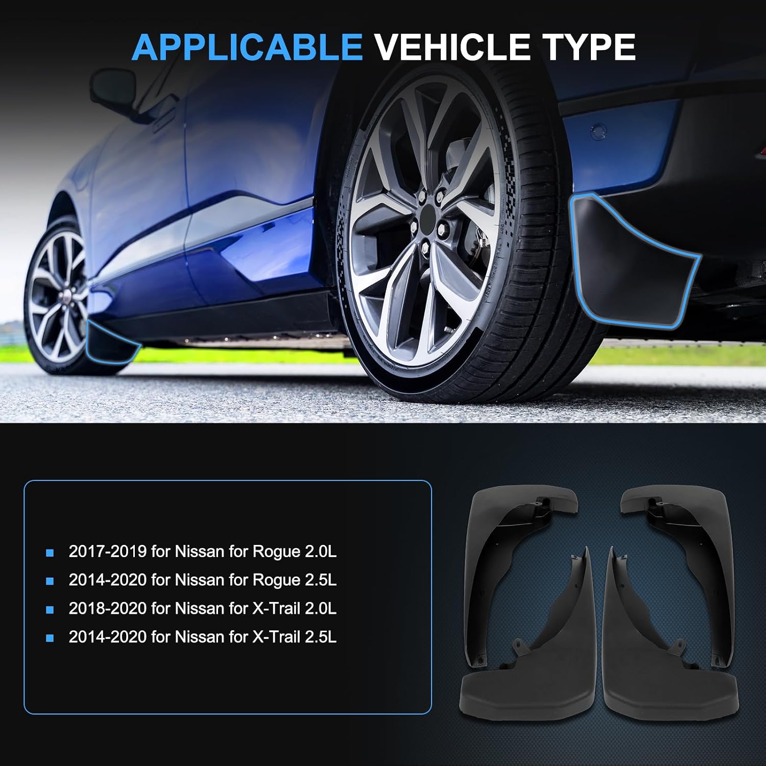 ECCPP Front Rear Mud Flaps Splash Guards Fit for Nissan Frontier 2005-2022 Pickup 4-Door Mud Guards