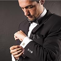 Vista 4 de Men's Gold Alphabet Cufflinks 1 Pair with Gift Box