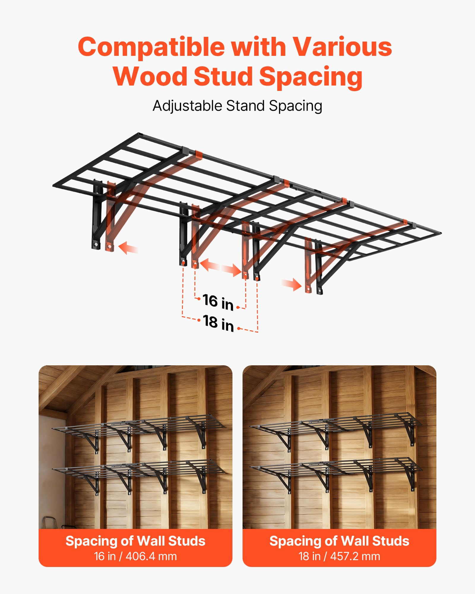 VEVOR 2er-Set Garagenregal 1832x635x305mm Werkzeugaufbewahrung 362 kg pro Schicht Werkzeughalter Wand 1832x635 mm Regalfläche Aufbewahrungsregale Metallregal Werkzeug Organizer Wandregale