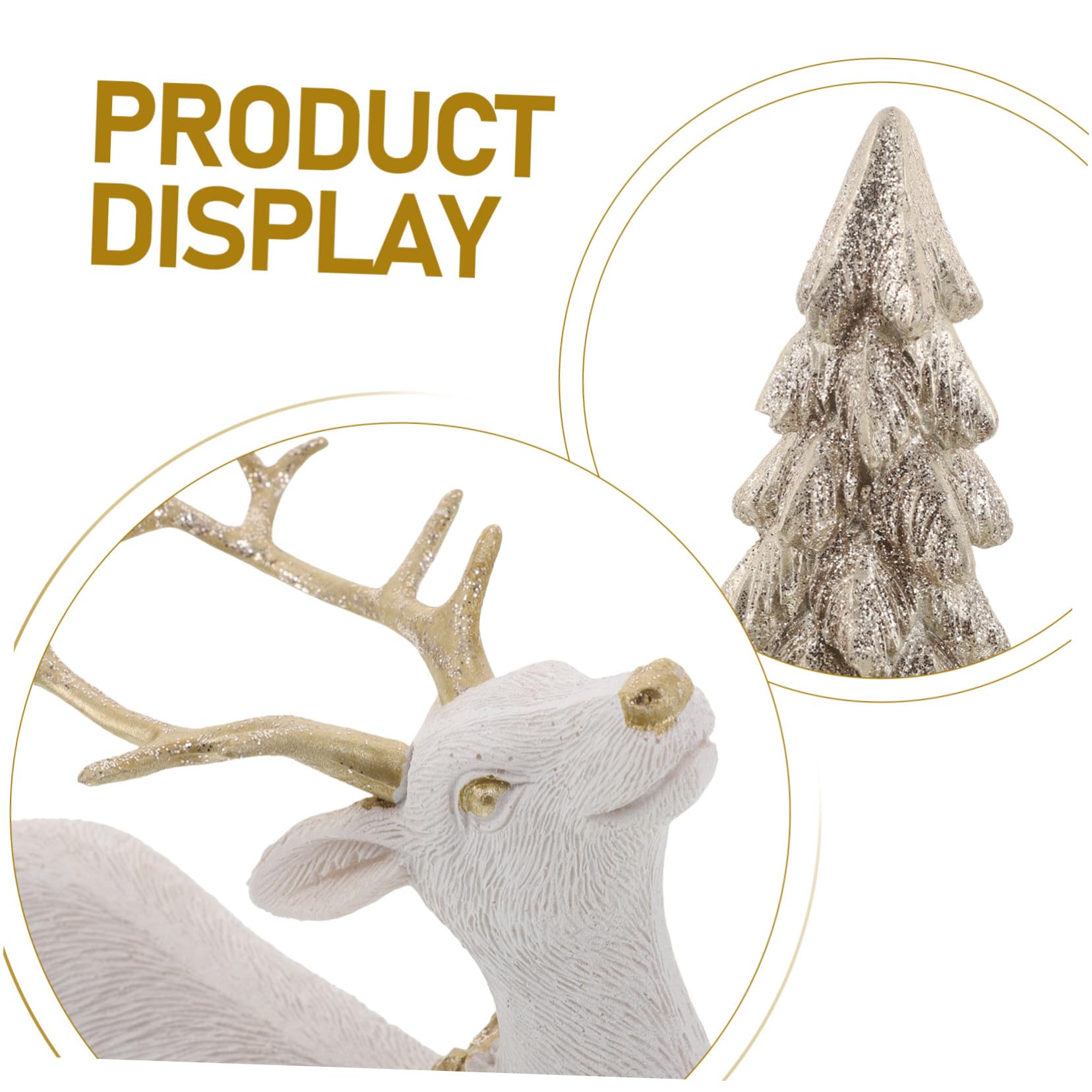 Healifty Decoraciones Navideñas Árbol y Reno de Resina Adornos de Mesa Miniatura para Centros de Mesa y Decoración de Fiestas para Repisa de Chimenea y Ambiente Festivo