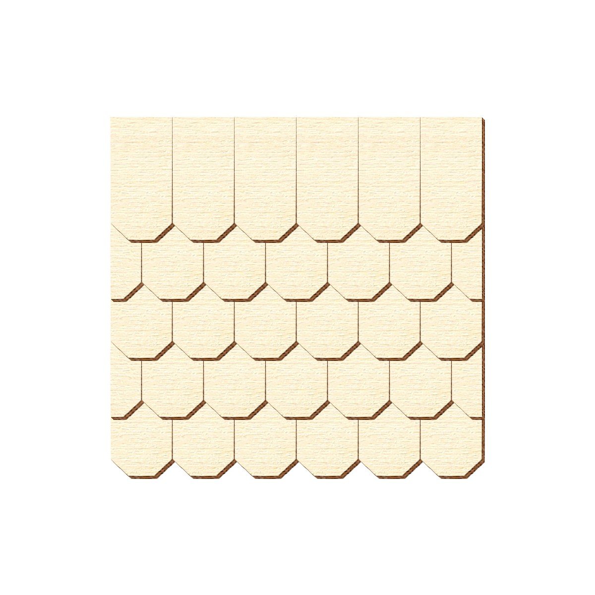 Tejas de madera contrachapada, forma de panal, selección de tamaño y cantidad, tamaño de teja: 45 mm x 22,5 mm, paquete con 75 unidades