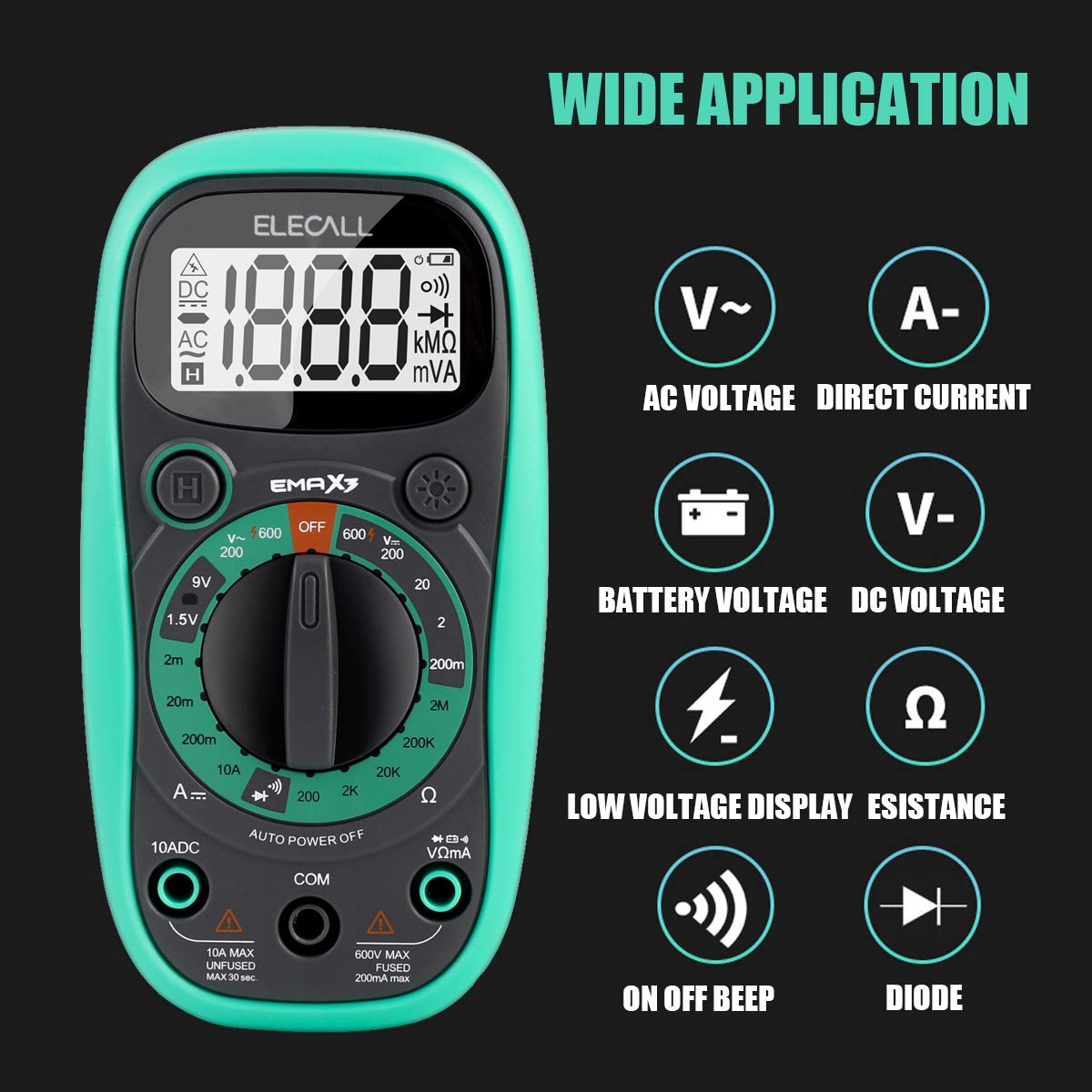 Digital Multimeter Tester Volt Meter with Case Ohm Volt DC AC Pocket Voltmeter Amp Test and Diode Tester Multimeter with LCD Display and Rubber Case, (with Multimeter Bag)