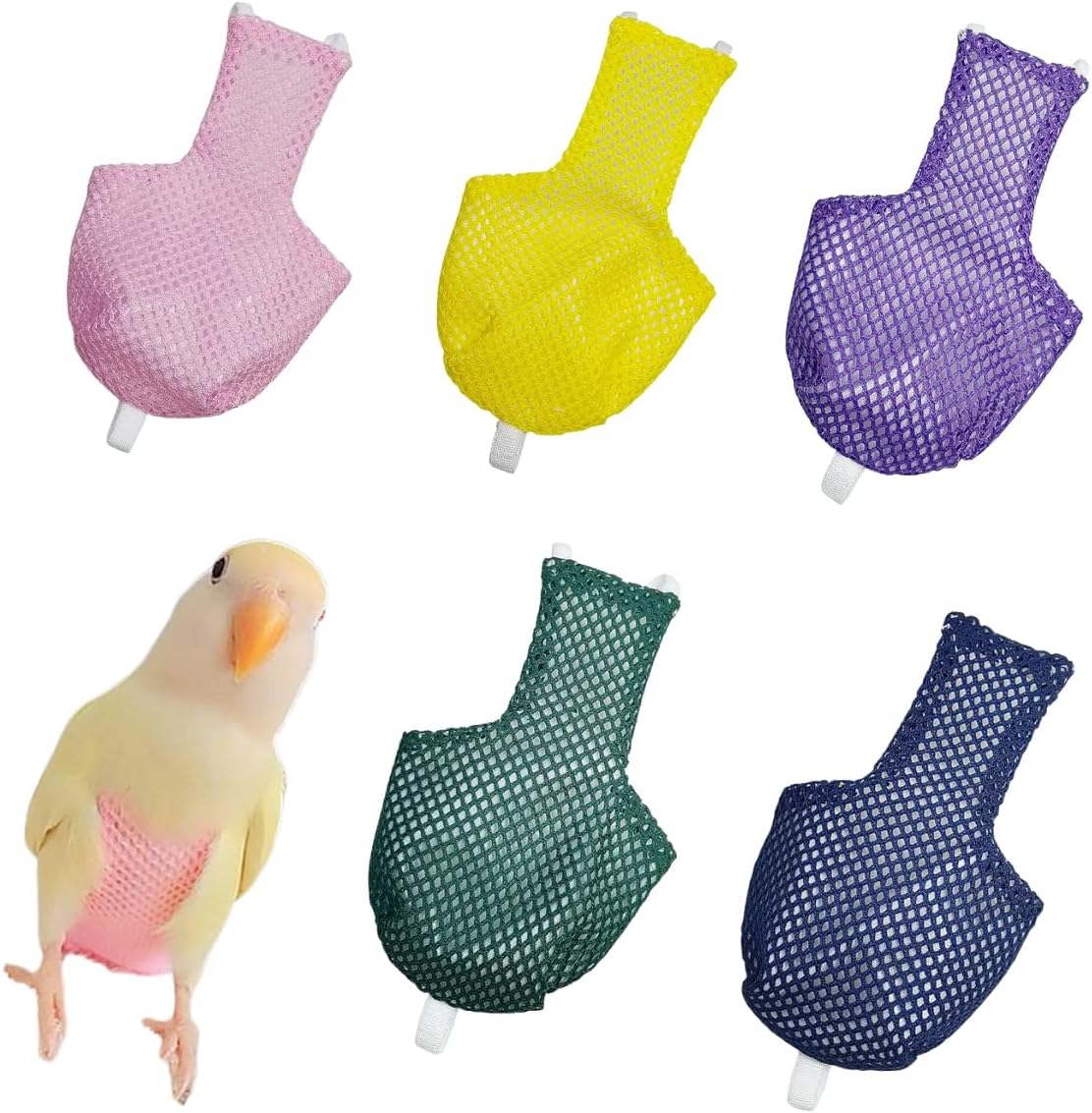 5 Pcs Summer Holey Style Bird Diaper Parrot Nappy Reusable Flight Suit with Waterproof Inner for Parakeet Cockatiel Macaw Budgie Lovebird Conure (Macaw)