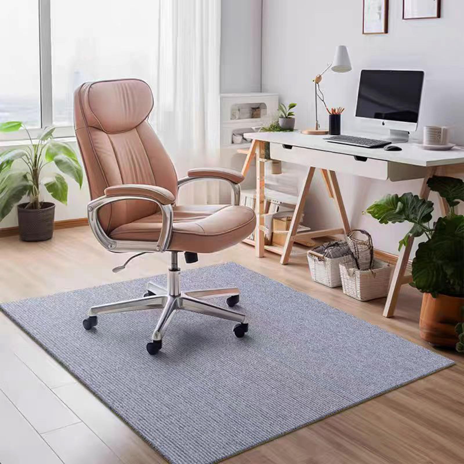 Extra Large Office Chair Mat Non-Slip Desk Mat For Carpet And Hardwood Floors, Durable Floor Protector 6mm Thick For Gamer And Office Chairs, Multi-Use Rug(Size:90×180cm/35×71in,Color:Grey)