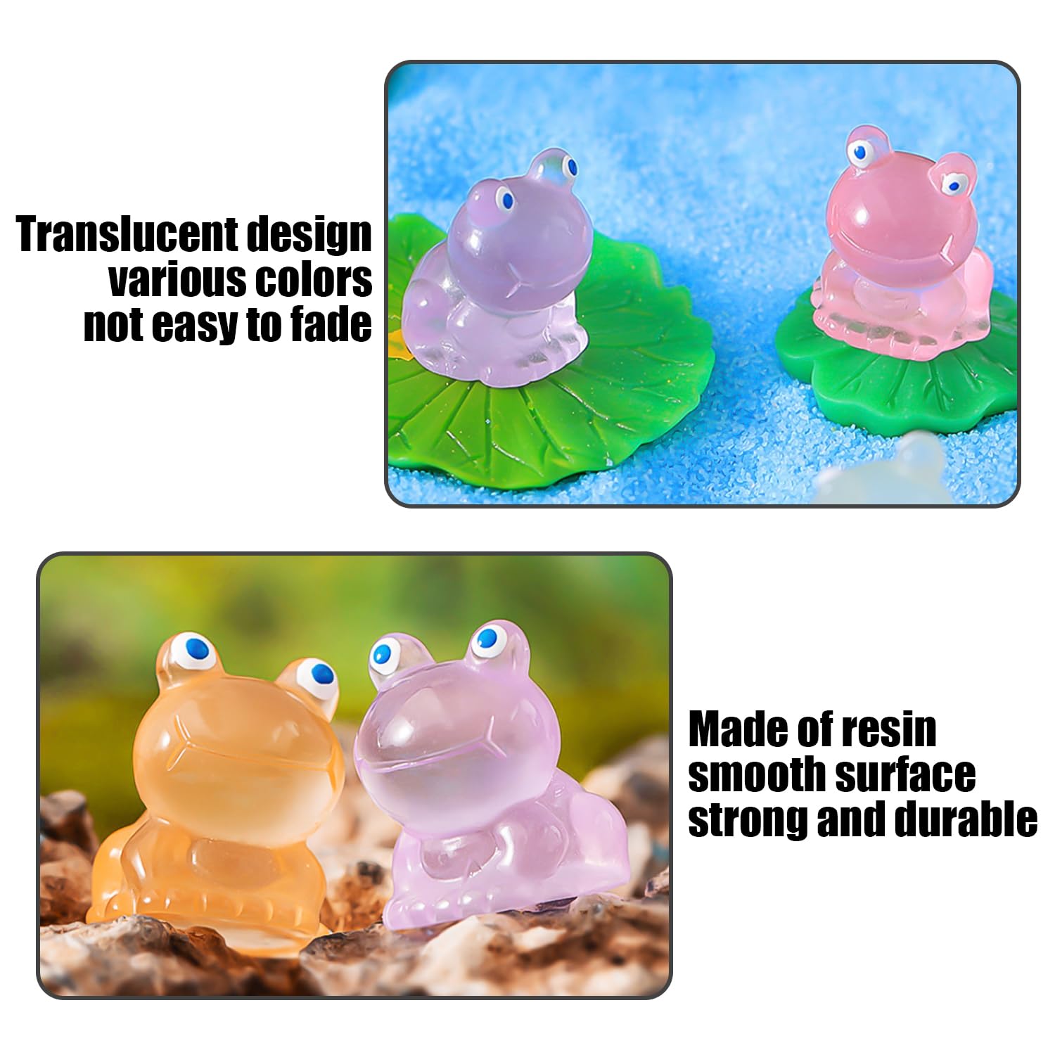 Grenouilles Lumineuses En Résine - Lot De 6 - Déco Jardin Miniature - Pour Plantes En Pot Et Maisons De Poupées