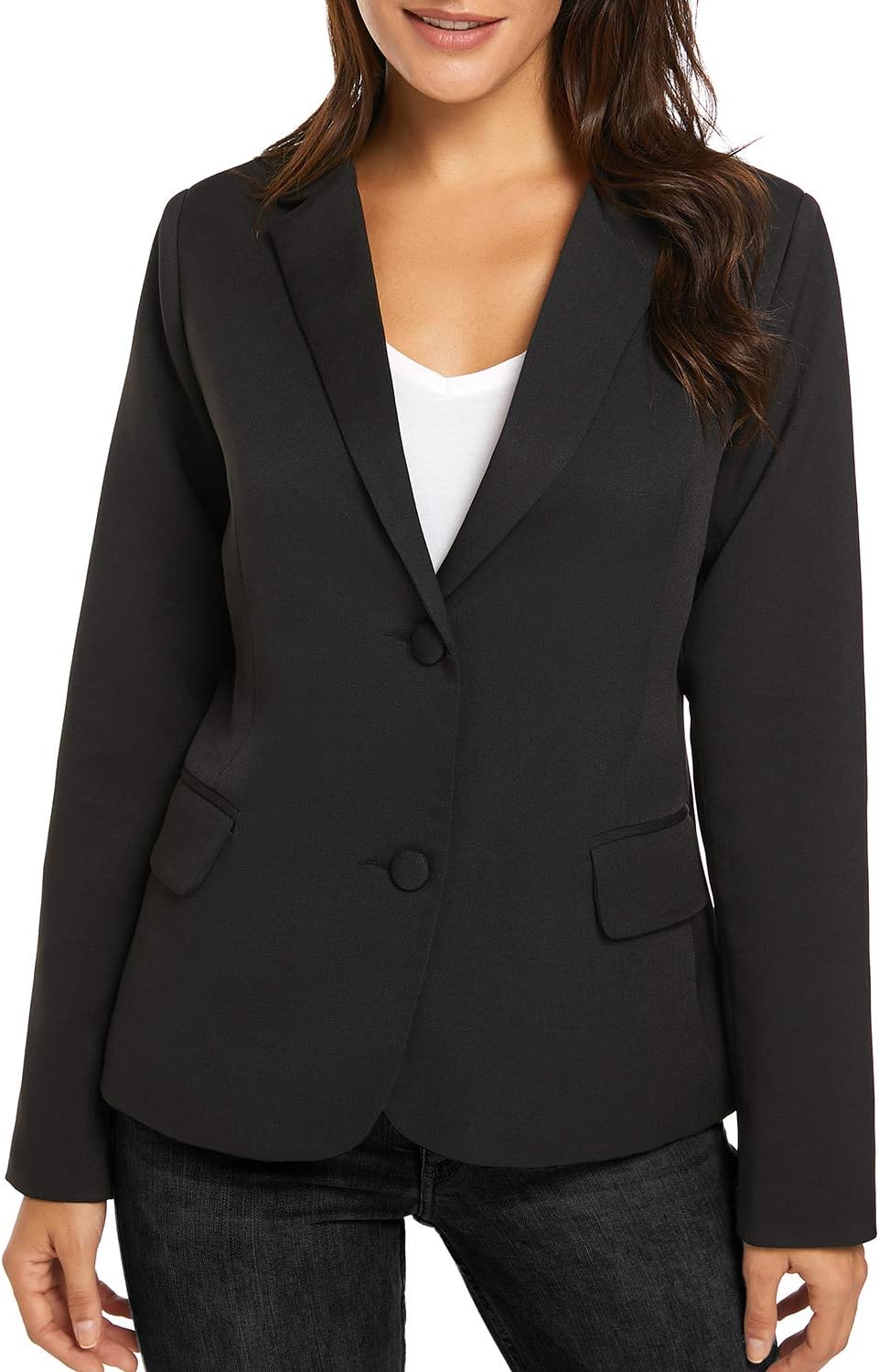 luvamia Women's Long Sleeve Formal Notch Lapel Button Down Blazer Pockets Jacket - Image 6