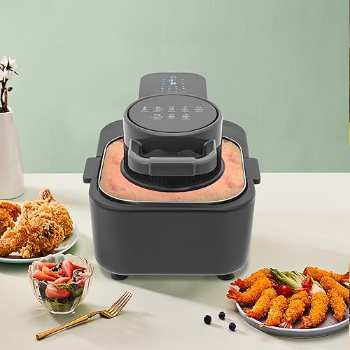Miniatura 4 de Freidora de aire digital de 2.38 galones, freidora de aire digital de 1350 W con control de temperatura y temporizador, rango de temperatura de