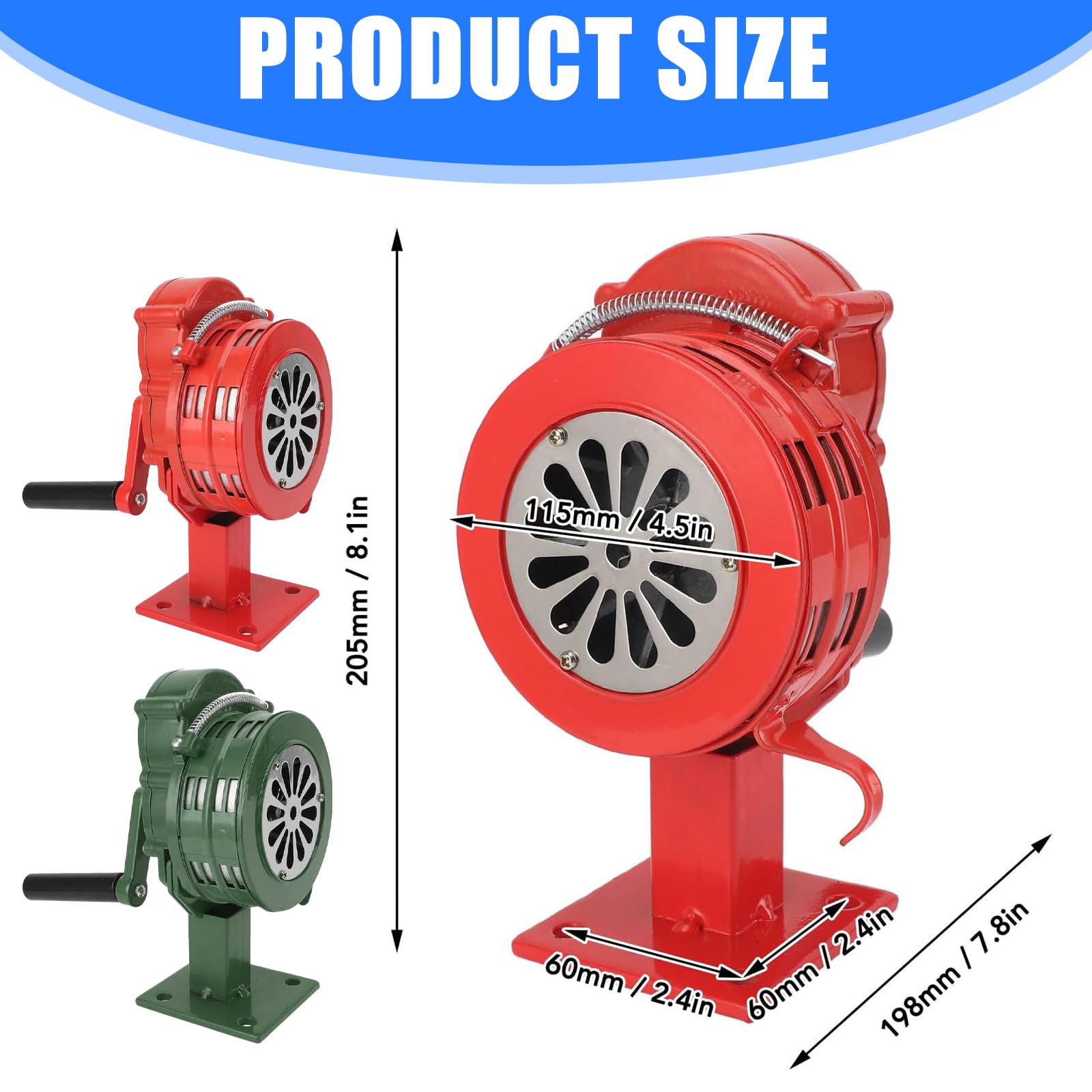 Herramienta de alarma de emergencia de 110 dB, alarma de manivela roja, alarma manual para seguridad al aire libre, bocina de manivela de supervivencia