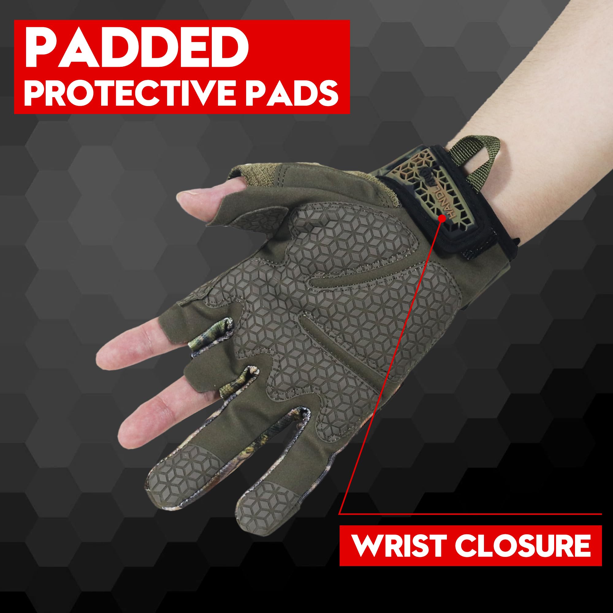HLDD HANDLANDY Work Gloves Men - 3 Fingerless Work Gloves for Driving Cycling, Motorcycle, Climbing, Outdoor Work - Image 2