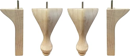 Juego de patas de silla de comedor de madera sin terminar estilo Queen Anne de 8-12 pulgadas perno de 516 a 18