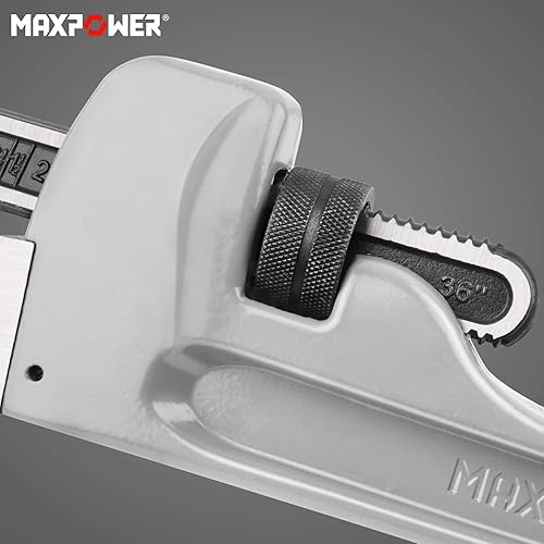 Miniatura 75 de MAXPOWER Llave de tubo de 14 pulgadas, llave de plomería de aluminio 40% más ligera, llaves de tubo recto resistente, capacidad máxima de 2 pulgadas