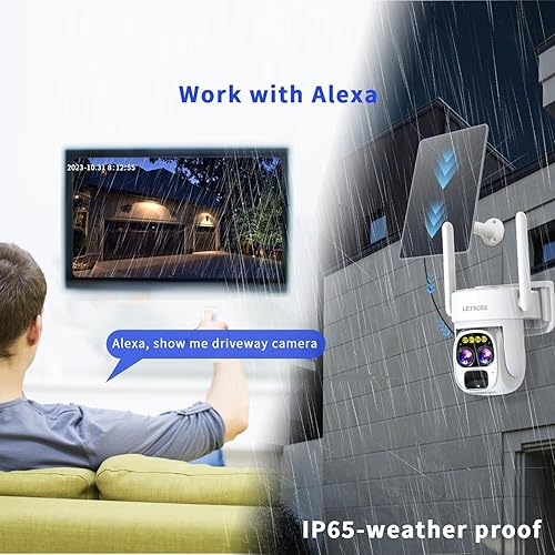 Miniatura 3 de Cámaras de seguridad inalámbricas para exteriores alimentadas por energía solar para seguridad del hogar, cámara exterior de visión de 360 grados,