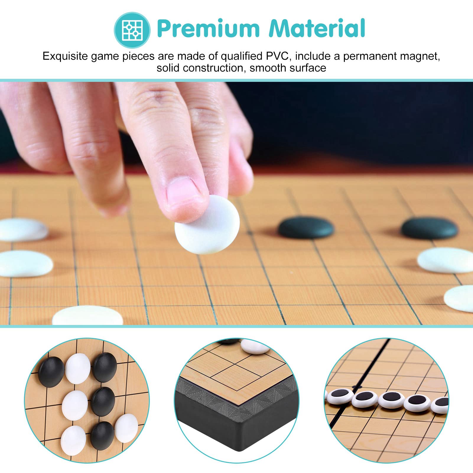 Philos Go Stone Set - 10 Black & White Plastic Game Stones (Approx. 22mm Diameter) - View #7